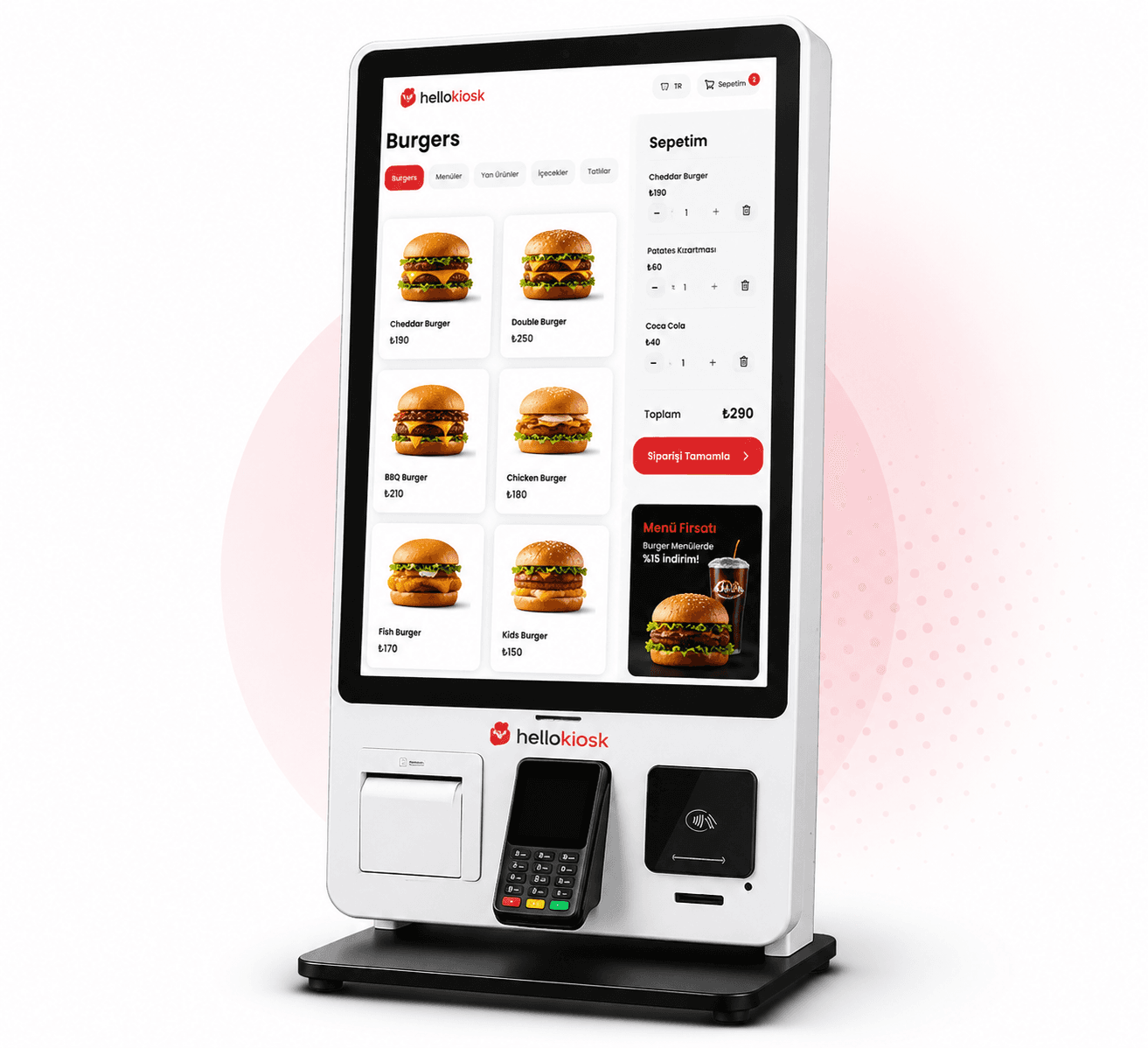 HelloKiosk self-servis kiosk cihazı